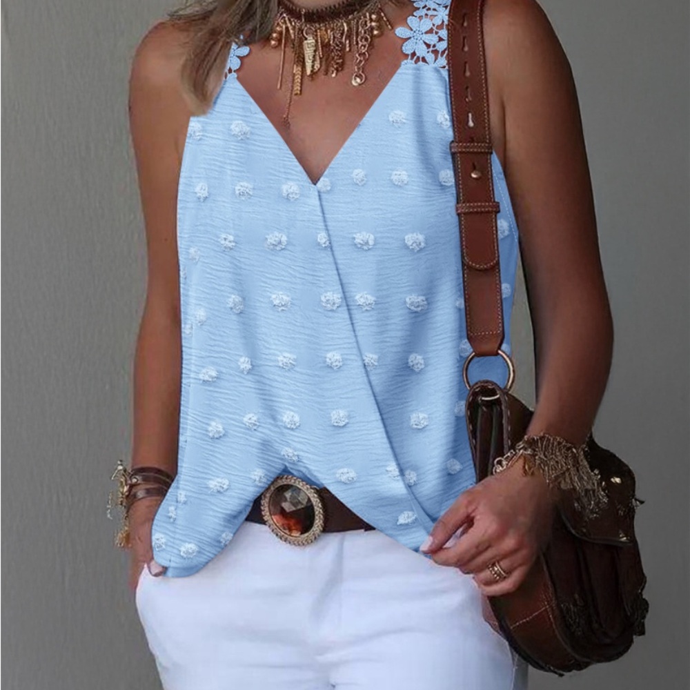 Blue Wrap Camisole with Embellished Details
